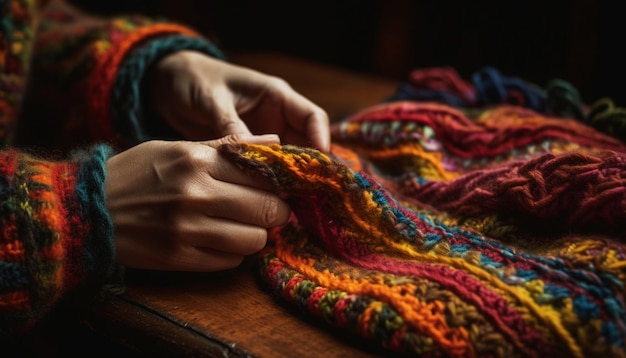 Têxtil de lã feito à mão com padrão intrincado gerado por IA