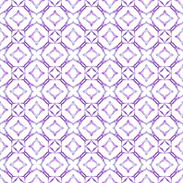 Têxtil pronto para impressão bonita, tecido de biquíni, papel de parede, embalagem. Design de verão chique boho esplêndido roxo. Padrão de fronteira étnica de verão em aquarela. Padrão étnico pintado à mão.