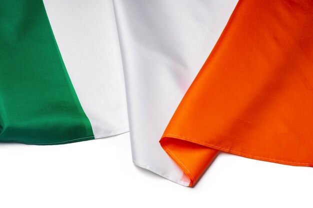 Textile Nationalflagge von Irland Nahaufnahmefoto