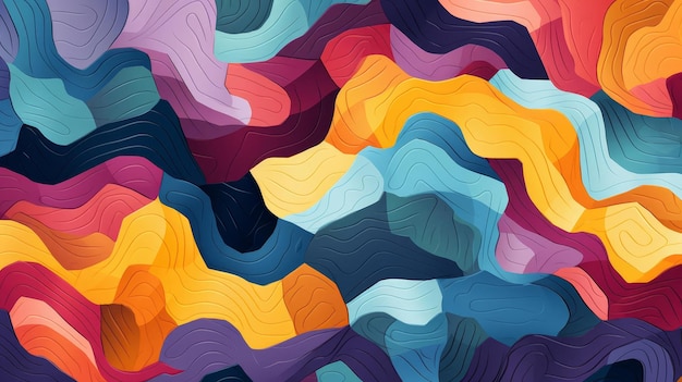 Textiles abstractos diseño plano vista superior tema tejido dibujo de dibujos animados vívido