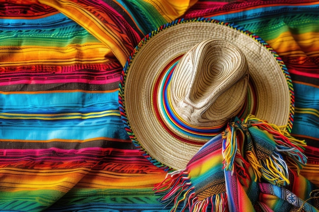 Foto textiles culturales mexicanos y recuerdos para cinco de mayo