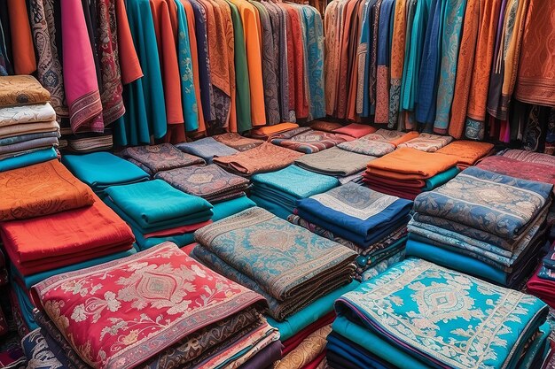 Foto textiles y ropa en el bazar el mercado turco