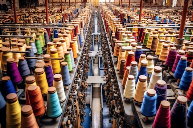 Foto textilfabrikindustrie mit stickmaschine stricken oder spinnen nähfadenunternehmen