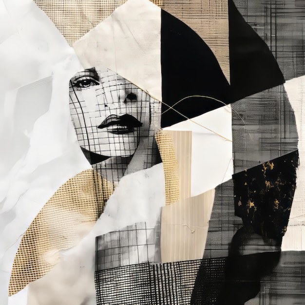 Foto textilkunst-hintergrundtexturen in schwarz-weiß für ausschnittscollage