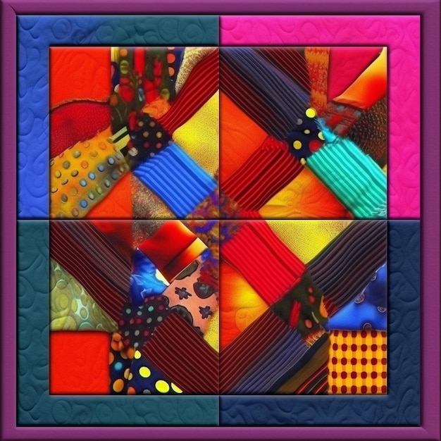 Foto textilteppich ein flickenteppich aus gestrickten mustern und gemütlichen deckenstrukturen