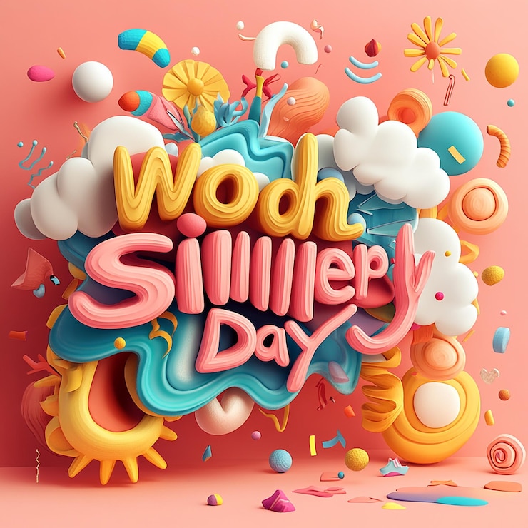 Foto texto en 3d del día mundial de la sonrisa en un fondo impresionante con dibujos bonitos