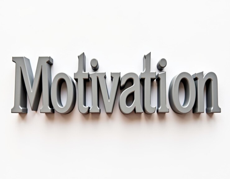 Foto texto en 3d en negrita motivación contra un fondo blanco limpio