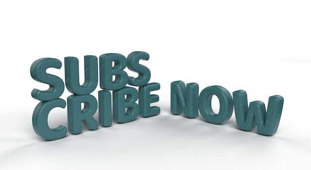 texto 3d o letras suscribirse
