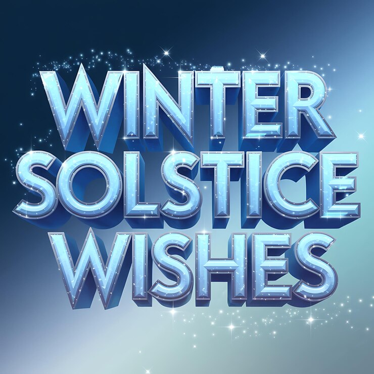 Foto texto en 3d que representa la cita del solsticio de invierno wishesquot con efecto chispa