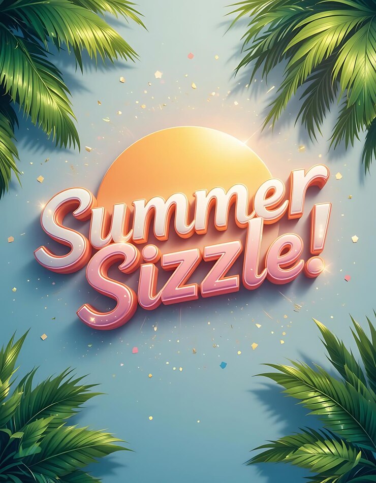 Foto texto 3d de verano con diseño tropical