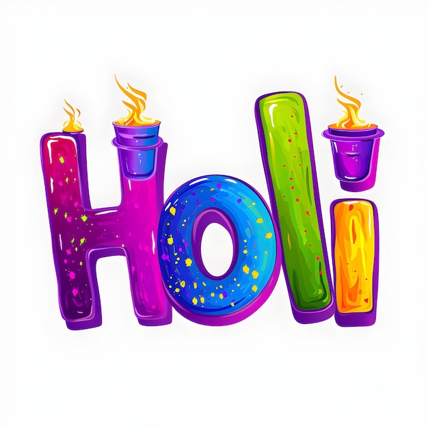 Texto de acuarela Feliz Holi Ilustración del festival de los colores Holi mejores deseos fondo