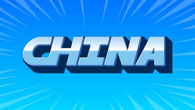 Texto azul en 3D de China