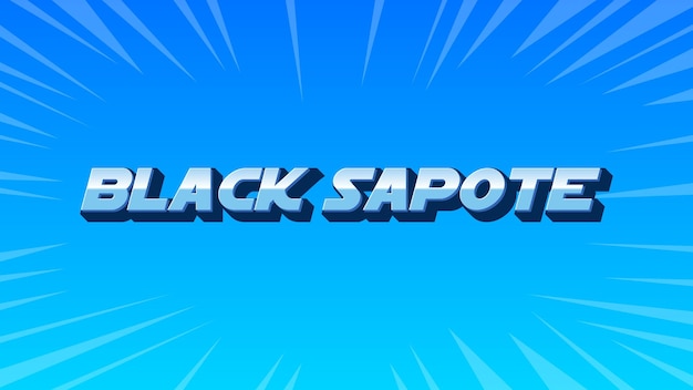 Texto azul en 3D de Sapote Negro