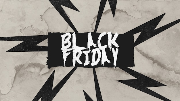 Texto Black Friday en hipster rosa retro y fondo grunge con rayo