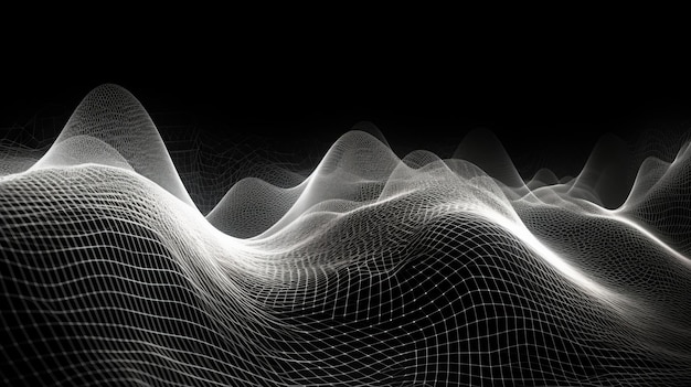 Texto branco de tecnologia de luz de onda cinza gerado por IA