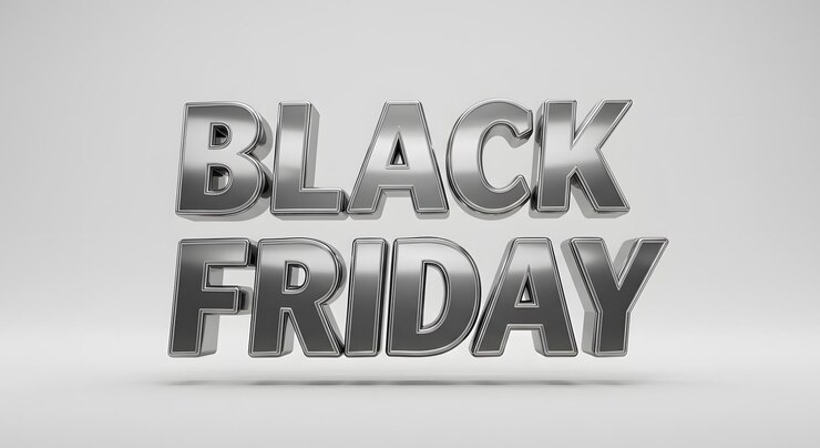 Foto texto brillante del viernes negro en letras 3d en negrita para ventas y descuentos