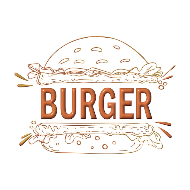 Texto burger estilizado como um hambúrguer design elegante para uma etiqueta de marca ou imagem 3d de anúncio