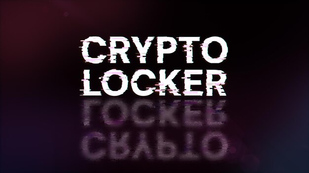 Texto de casillero criptográfico con efectos de pantalla de fallas tecnológicas
