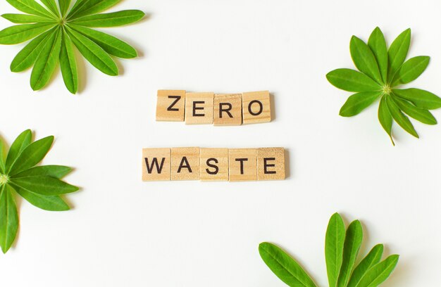 Texto de cero residuos con eco verde deja el concepto de gestión de residuos