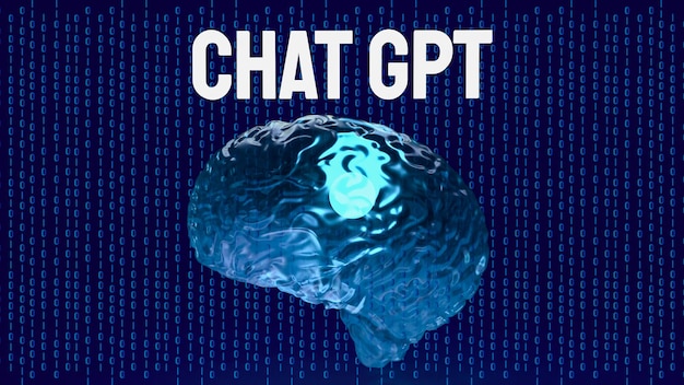 El texto de chat gpt y el cerebro para la representación 3d del concepto de tecnología