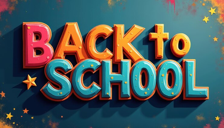 Foto texto colorido de la vuelta a la escuela con un diseño lúdico y colores vibrantes