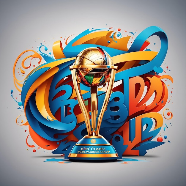 Texto de la copa mundial de cricket ICC 2023 con diseño de fondo Generativo de Ai