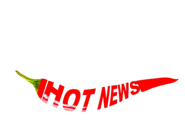 Texto criativo HOT NEWS escrito em red hot chili peppers fundo branco isolado