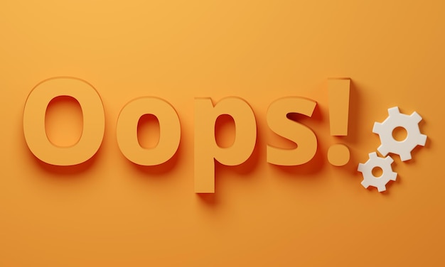 texto de aviso engrenagem de erro fundo laranja renderização 3d