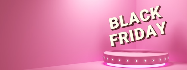 Texto de Black Friday no pedestal com luzes