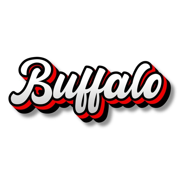 Foto texto de búfalo 3d prata vermelho preto branco fonte de foto jpg