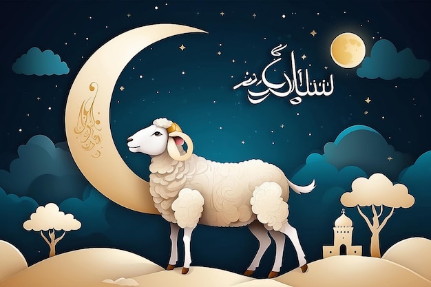 Texto de caligrafia árabe de Eid Mubarak para a celebração