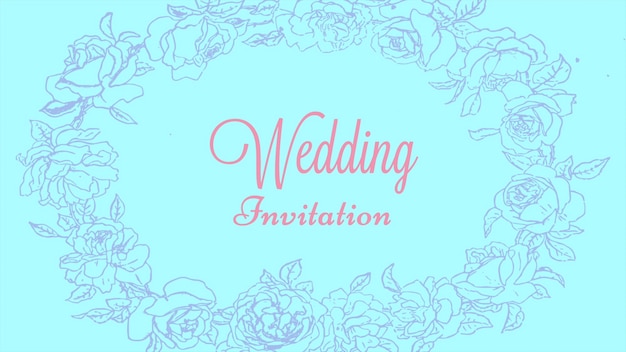 Texto de convite de casamento de closeup e flores vintage, plano de fundo do casamento. Estilo de ilustração 3D pastel elegante e luxuoso para casamento ou tema romântico