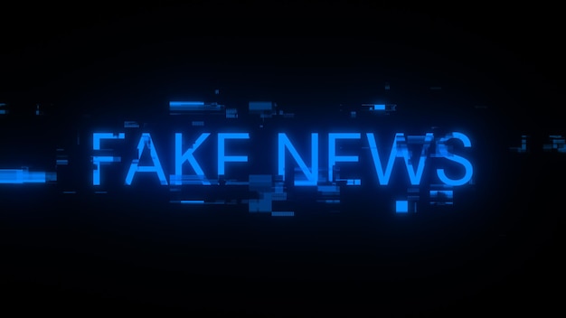 Texto de notícias falsas com efeitos de tela de falhas tecnológicas