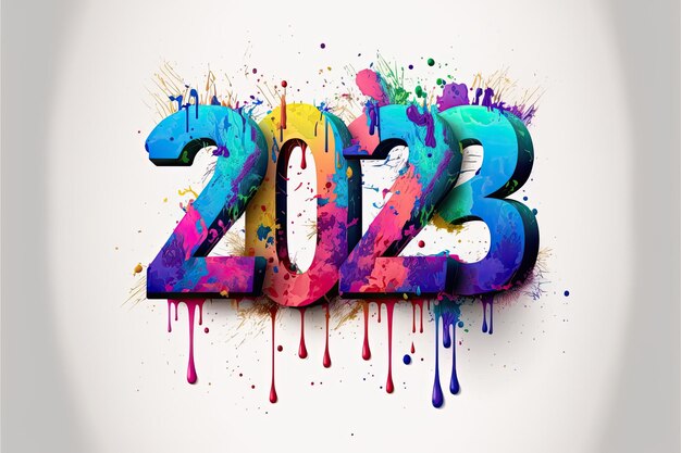 Foto texto de pintura de 2023 para o ano novo