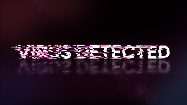 Texto detectado de virus con efectos de pantalla de fallas tecnológicas