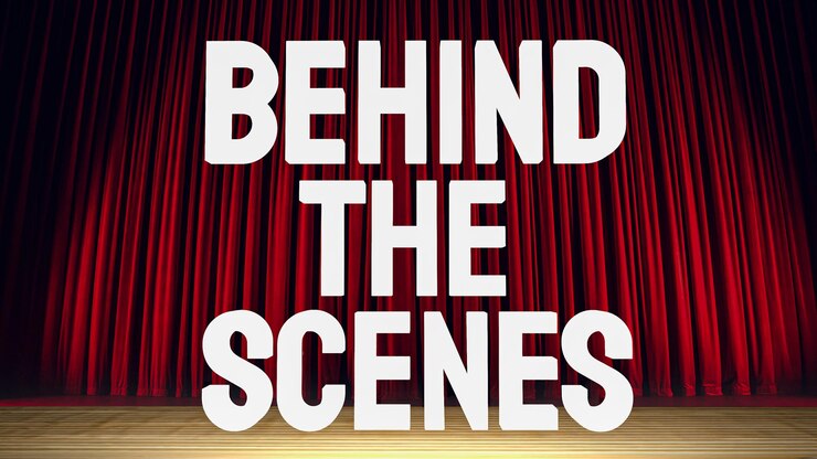 Foto el texto detrás de escena en la representación 3d del escenario