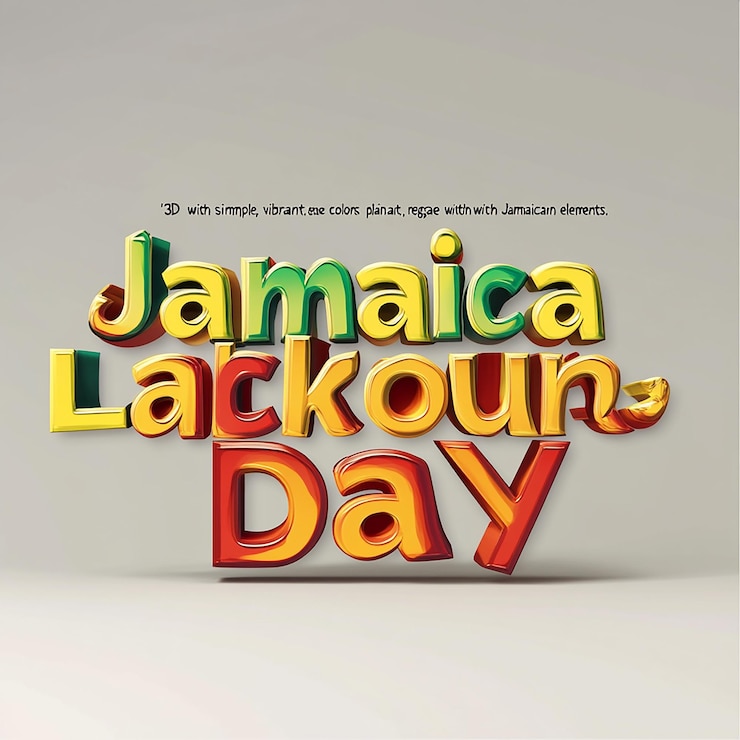 Foto texto del día del trabajo de jamaica rodeado de objetos coloridos
