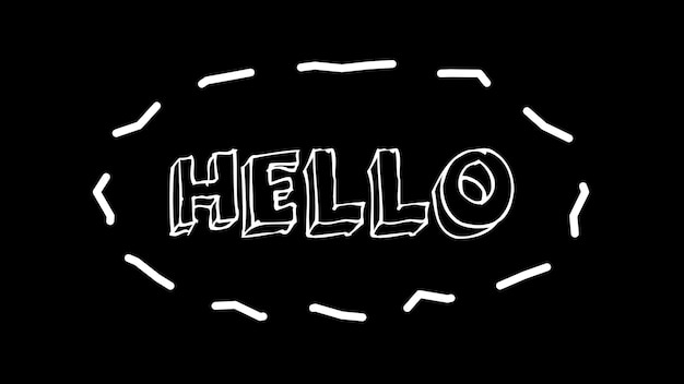 Texto divertido Hola con marco como gusanos 3d renderizado fondo generado por computadora telón de fondo para feliz creativo