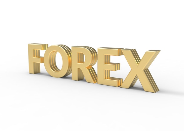 Foto texto dorado forex 3d render aislado