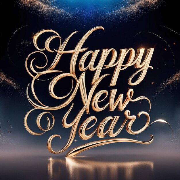 un texto dorado que dice feliz año nuevo en él