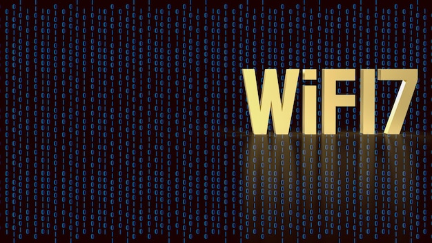 El texto dorado wifi 7 para internet o tecnología concepto 3d renderizado