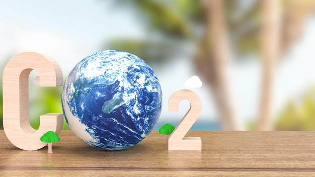 Texto e terra para renderização em 3d do conceito de co2