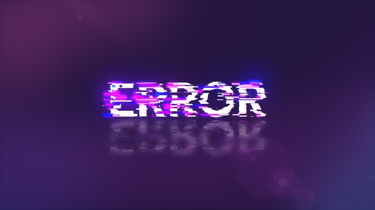 Foto texto de error de representación 3d con efectos de pantalla de fallas tecnológicas