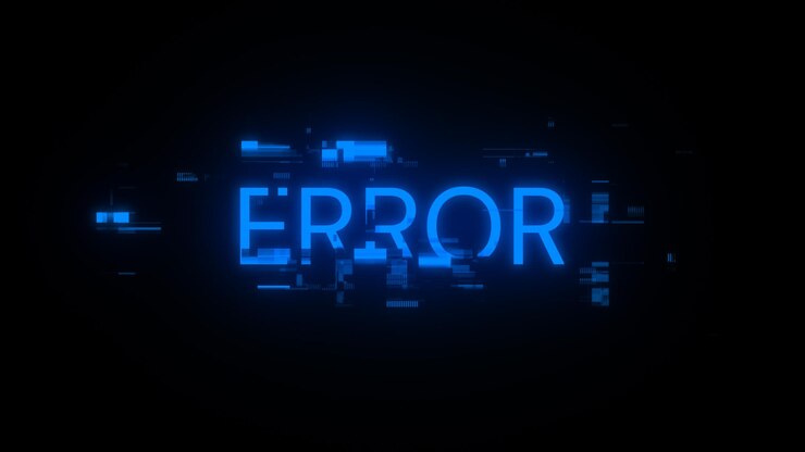 Foto texto de error de representación 3d con efectos de pantalla de fallas tecnológicas