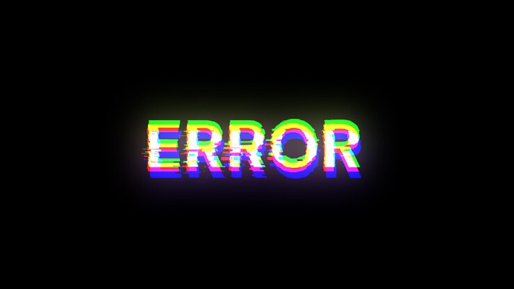 Foto texto de error de representación 3d con efectos de pantalla de fallas tecnológicas