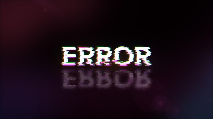 Foto texto de error de representación 3d con efectos de pantalla de fallas tecnológicas