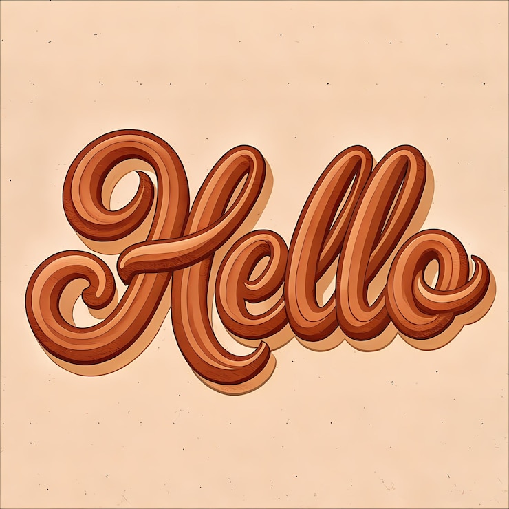 Foto texto estilizado de "hello" en fondo beige