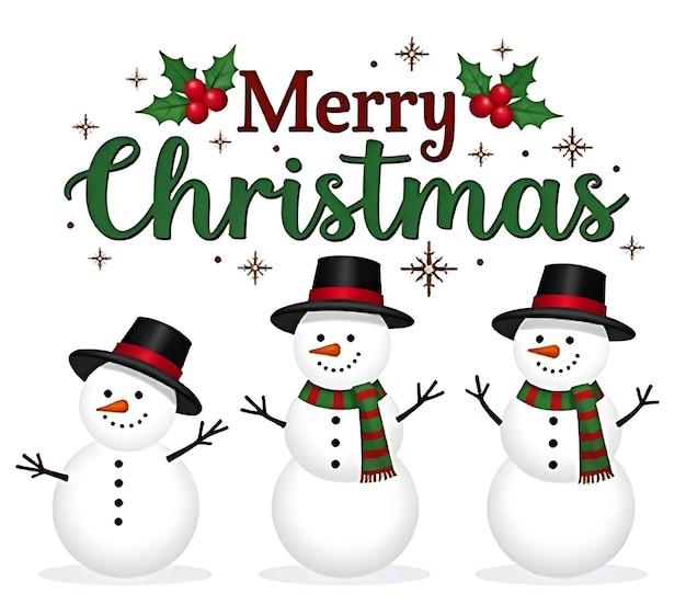 Texto de Feliz Navidad con un muñeco de nieve HD