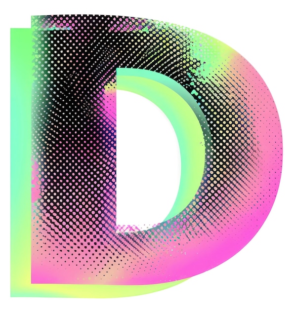 Texto de fuente en forma de letra D con gradiente borroso PNG