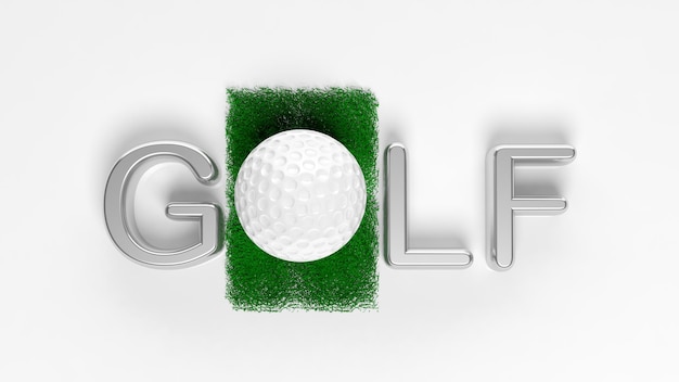 Texto de golf 3D con pelota para O aislado